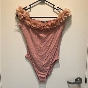 SHEIN Blush Floral Ruffle Bodysuit